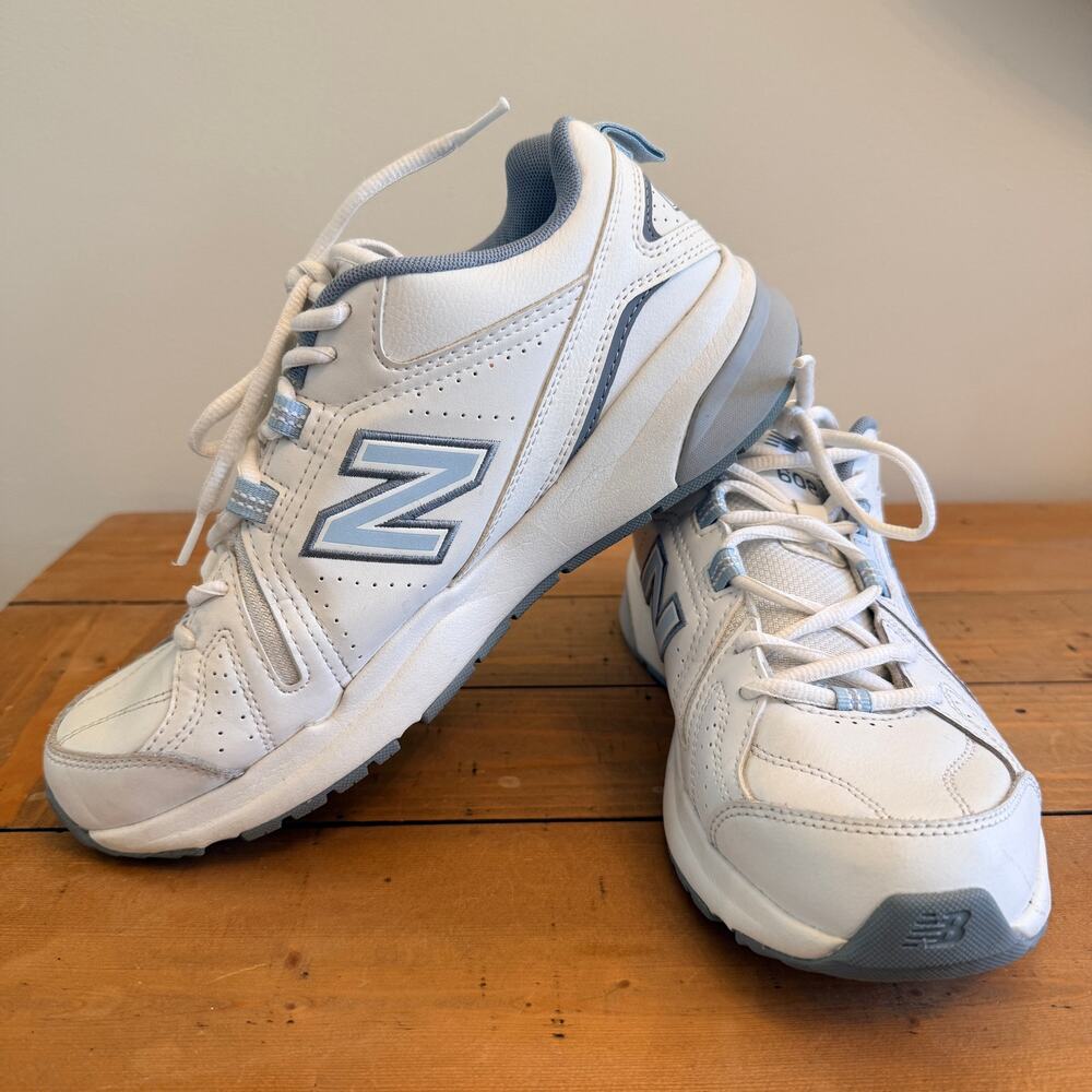 New Balance 608v5 Women's Casual Comfort Cross Trainer - White/Light Blue SZ 9.5